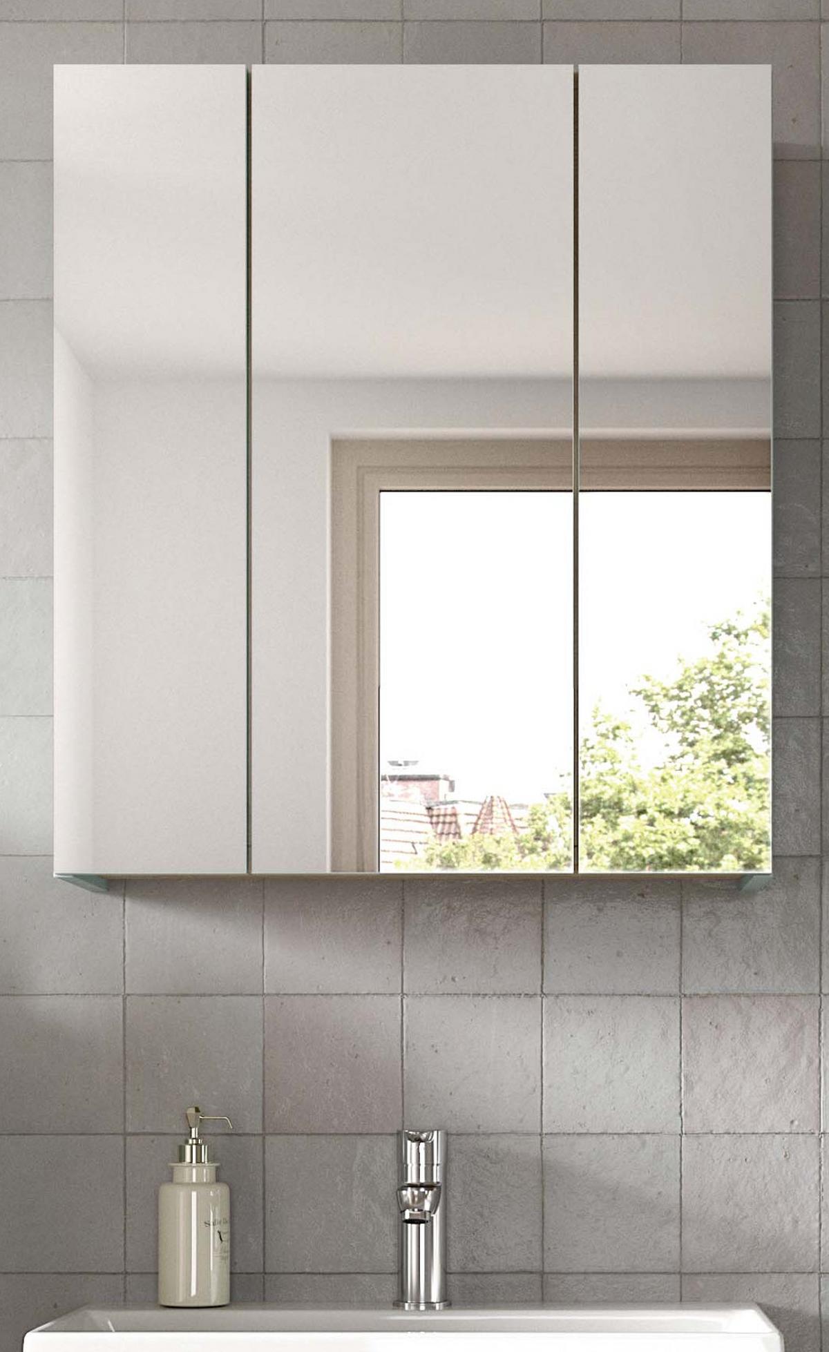SPIEGELSCHRANK grün, Badschrank skandinavisch 3-türig 60 x 68 cm - Eichefarben/Grün, Glas/Holzwerkstoff (60/68/19cm) - Inn.Furn