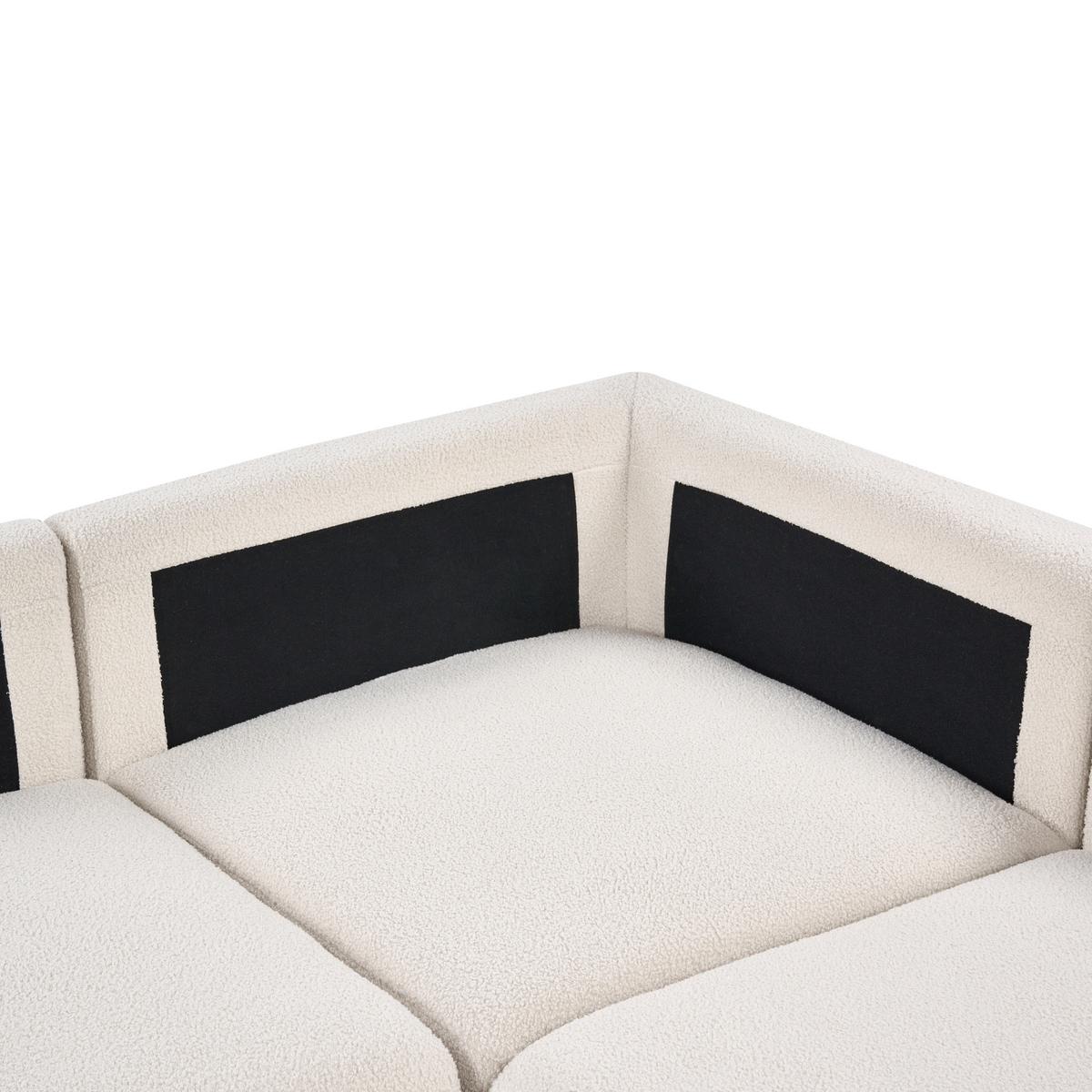 ECKSOFA Modul 5-Sitzer Bouclé Cremeweiß linksseitig Kivvik - Creme, Textil (287/100cm) - Beliani