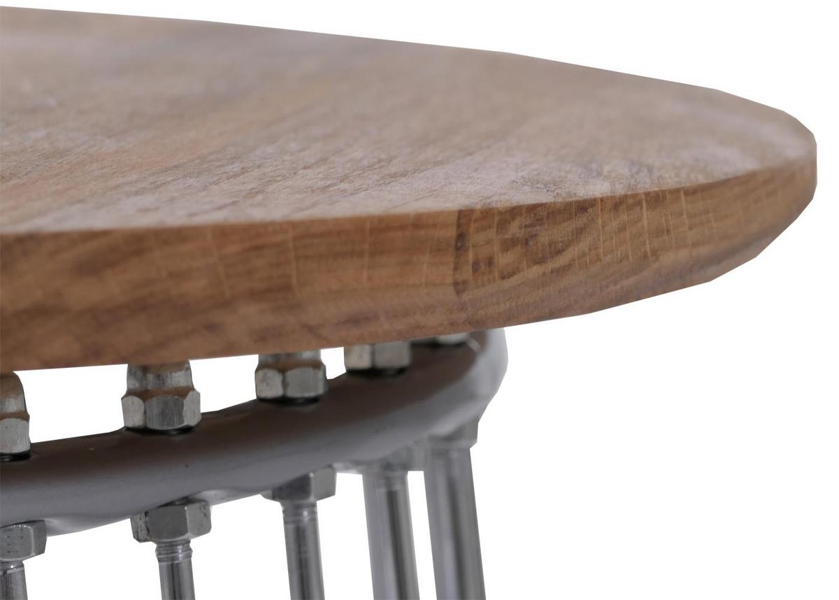 COUCHTISCH rund Braun, Silber - Silberfarben/Braun, Holz (70/70/44cm) - MCW
