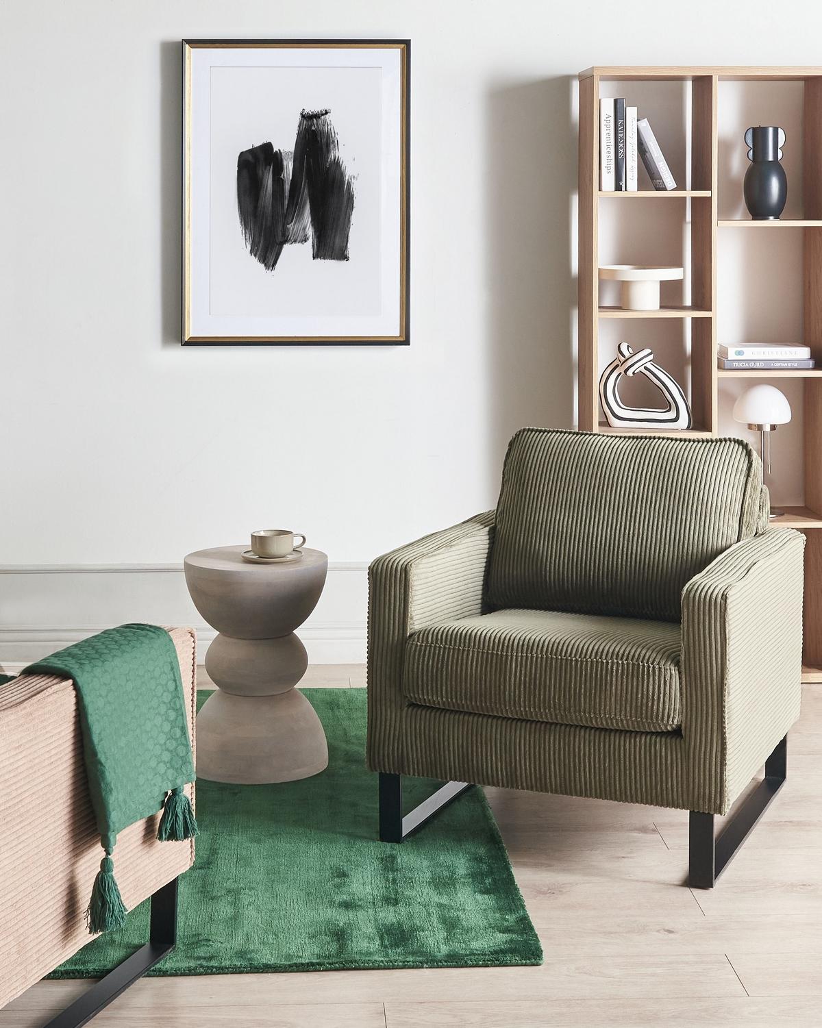 SESSEL Cord Grün Vind - Grün, Textil (79/82/85cm) - Beliani