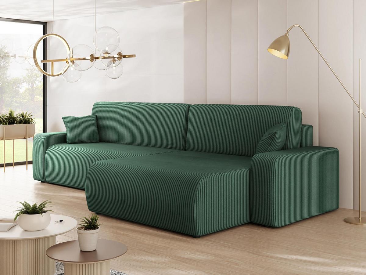 ECKSOFA Piano L Cord - Schwarz/Grün, Holz/Kunststoff (274/145cm) - MIRJAN24