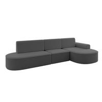 ECKSOFA mit Schlaffunktion Ottomane RECHTS MARI L2-S 368X167X85 Grau Bouclé - Schwarz/Grau, Holzwerkstoff/Kunststoff (167/368cm) - ALTDECOR