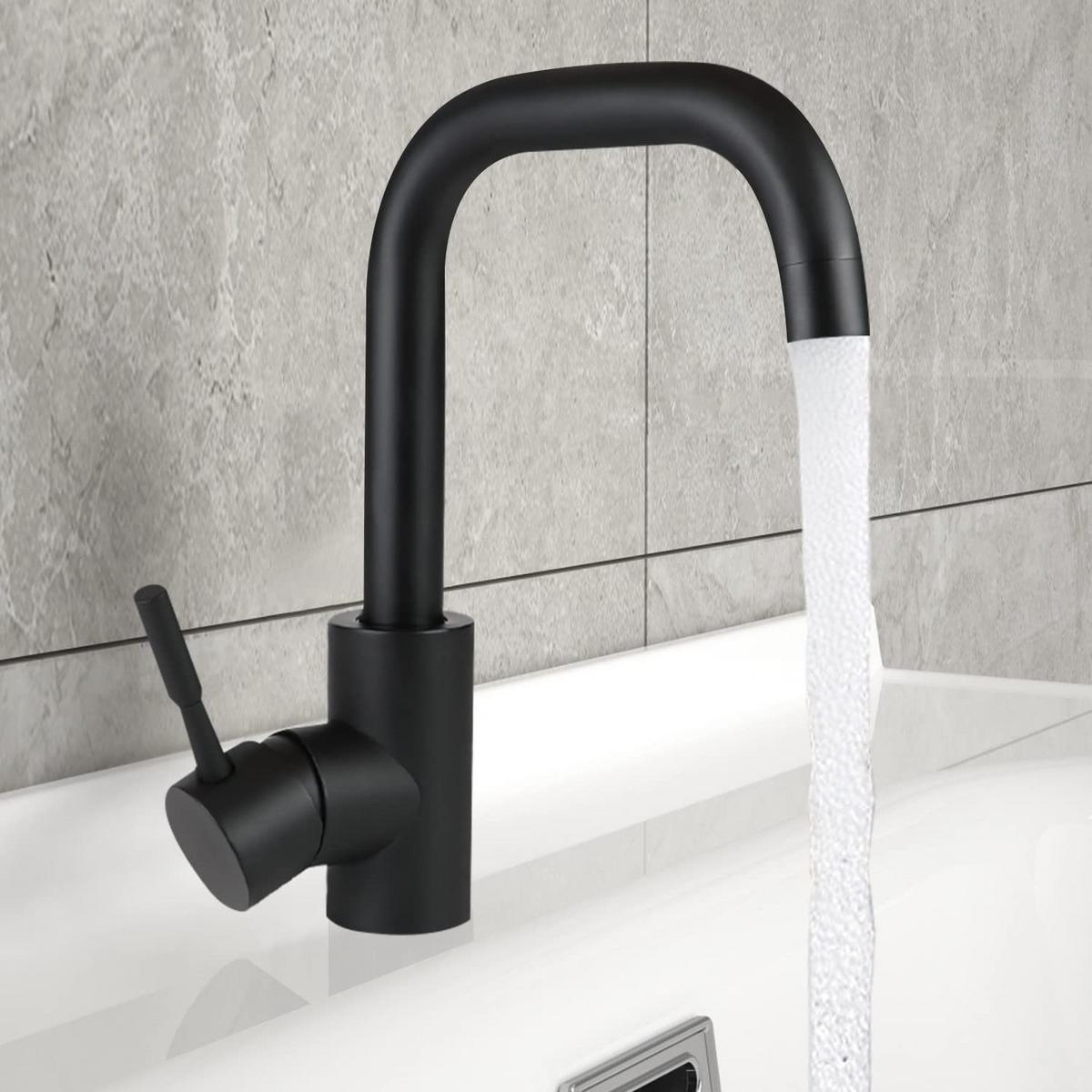WASCHTISCHARMATUR NORA 24/6/24 cm - Schwarz, Metall (6/24/24cm) - Nettlife