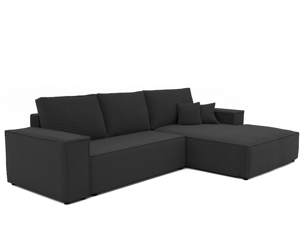 ECKSOFA NOVA Rechts mit Schlaffunktion und Bettkasten Anthrazit - Anthrazit, Kunststoff/Textil (294/185cm) - Idohome