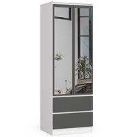 KLEIDERSCHRANK Weiß, Graphit Grau 180/60/51 - Weiß, Holzwerkstoff (60/180/51cm) - RAUMHIRSCH FURNITURE