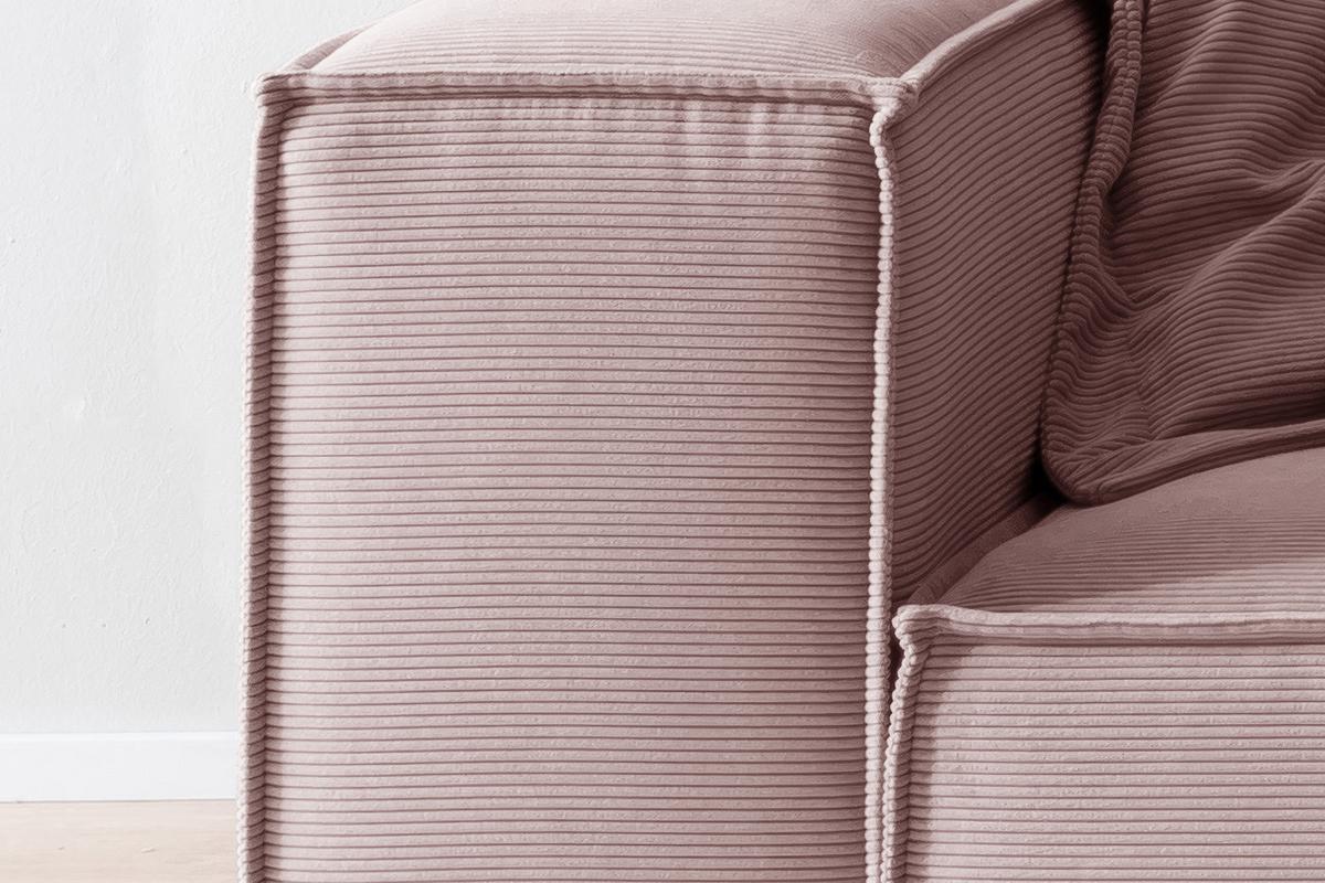 SOFA CARMO Pink Cord - Pink/Schwarz, Kunststoff/Textil (306/68/118cm) - KAWOLA