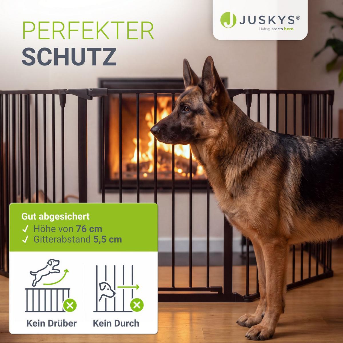 KAMINSCHUTZGITTER 300 cm - Schwarz, Metall (60/76/303cm) - Juskys
