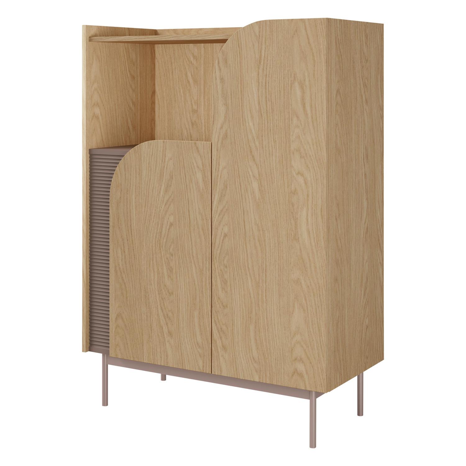 BÜCHERREGAL Camel mit 2 Türen und geriffeltem Detail, 90 cm, Frühlingseiche + Toffee - Eichefarben, Holzwerkstoff/Metall (92/128/42cm) - Beautysofa