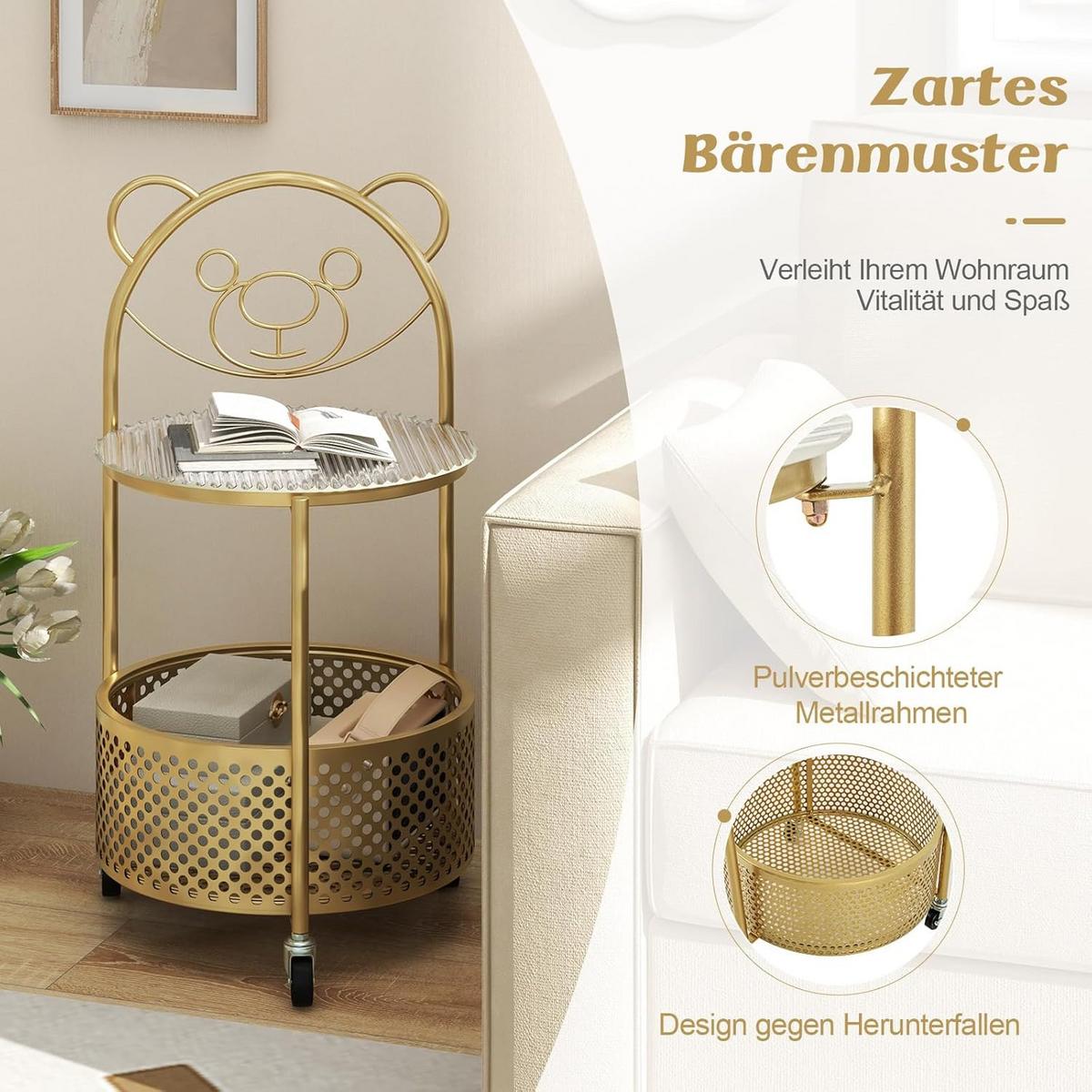 BEISTELLTISCH Gold - Goldfarben, Metall (36.5/40/71cm) - COSTWAY