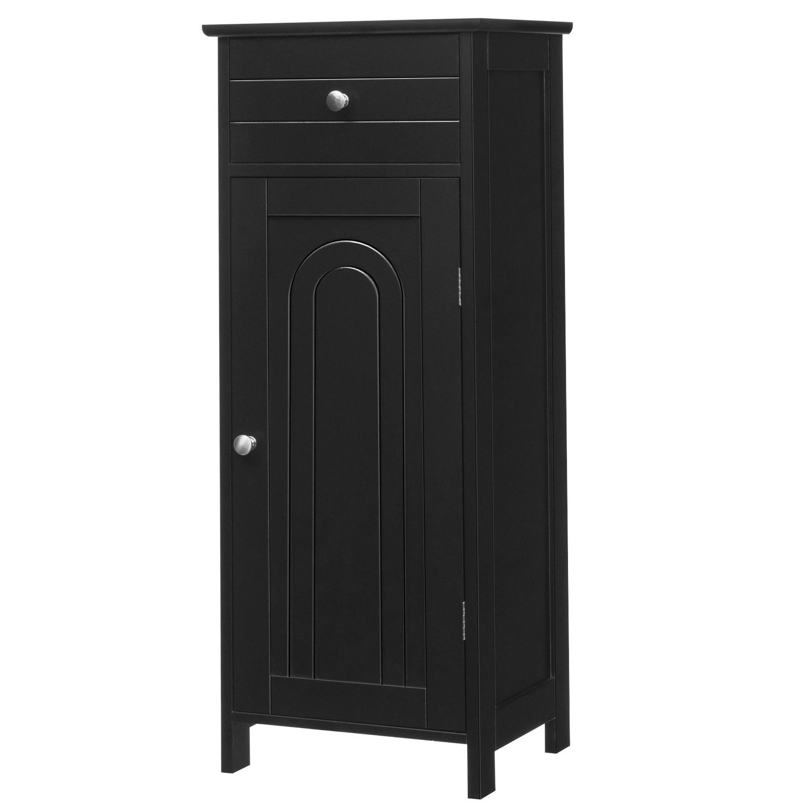BADEZIMMERSCHRANK Badschrank Schwarz - Schwarz, Holz (35/88/30cm) - COSTWAY