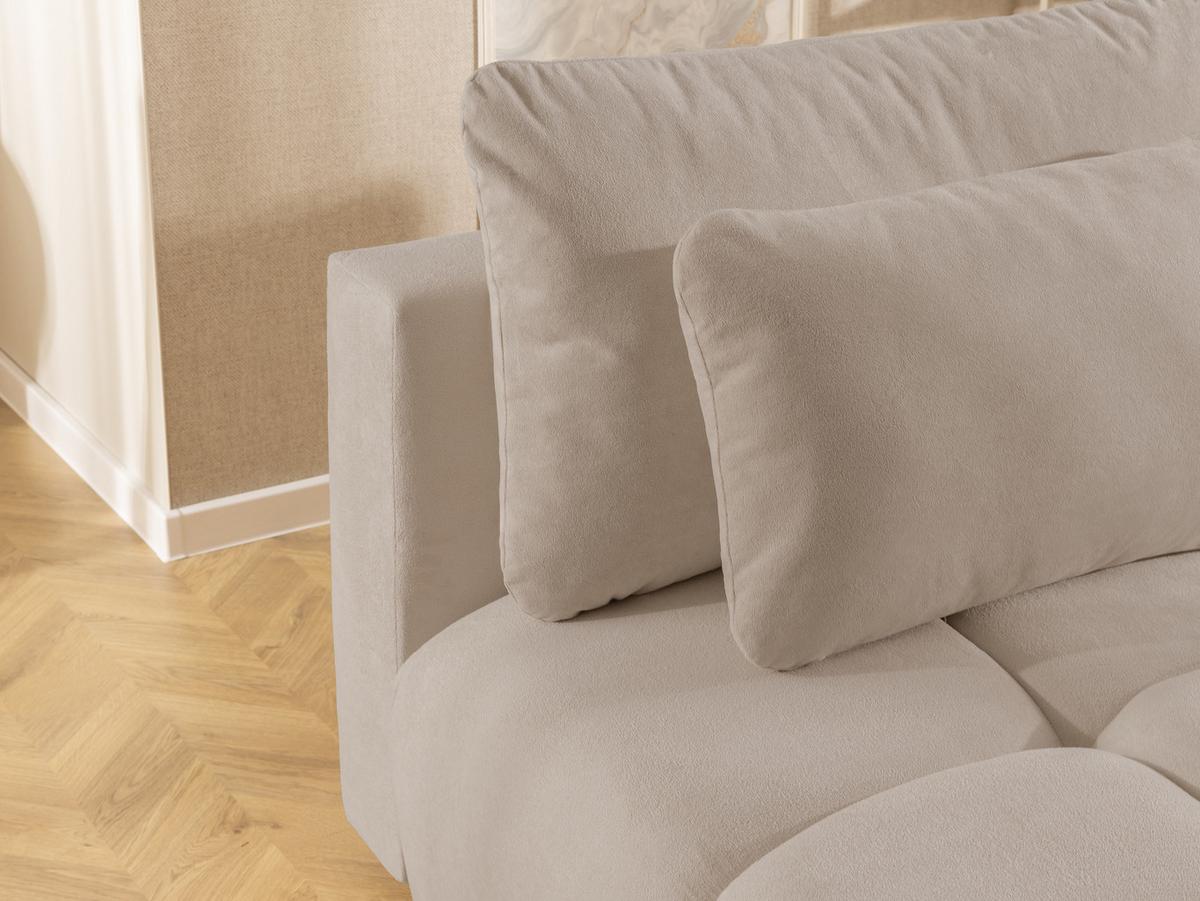 SCHLAFSOFA Belluno aus hochwertigem Dunkelbeige Plüschstoff mit Bettkasten und tiefen Steppungen in Bubble-Optik - Schwarz/Cappuccino, Holz/Kunststoff (205/87/105cm) - S-Style