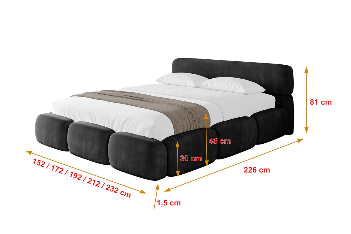 POLSTERBETT mit Bettkasten und Lattenrost, Bett mit Matratze H3/H4 - ELVA-v1 180x200 Schwarz - Schwarz, Holzwerkstoff/Textil (180/200cm) - ALTDECOR