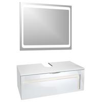 WASCHBECKENUNTERSCHRANK Aloha Absetzungen in Creme Hochglanz - Creme, Holzwerkstoff (96/36/51cm) - Vladon