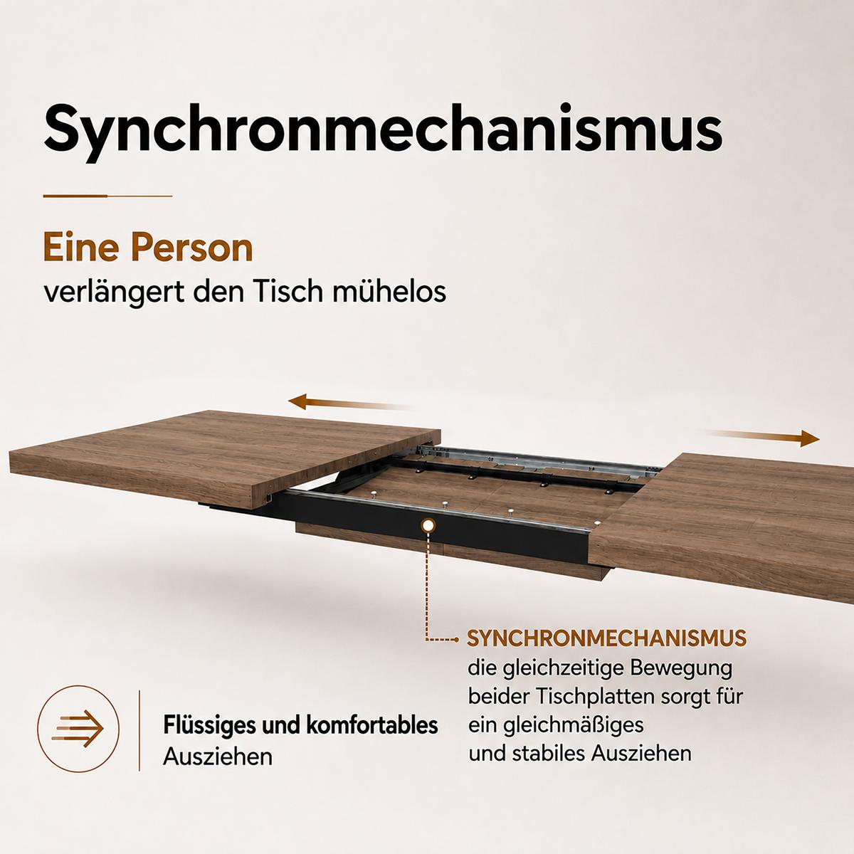 ESSTISCH Axis in rechteckiger Form, ausziehbar, 160-240 cm, Eichefarben - Eichefarben/Schwarz, Metall (90/160/75cm) - Beautysofa