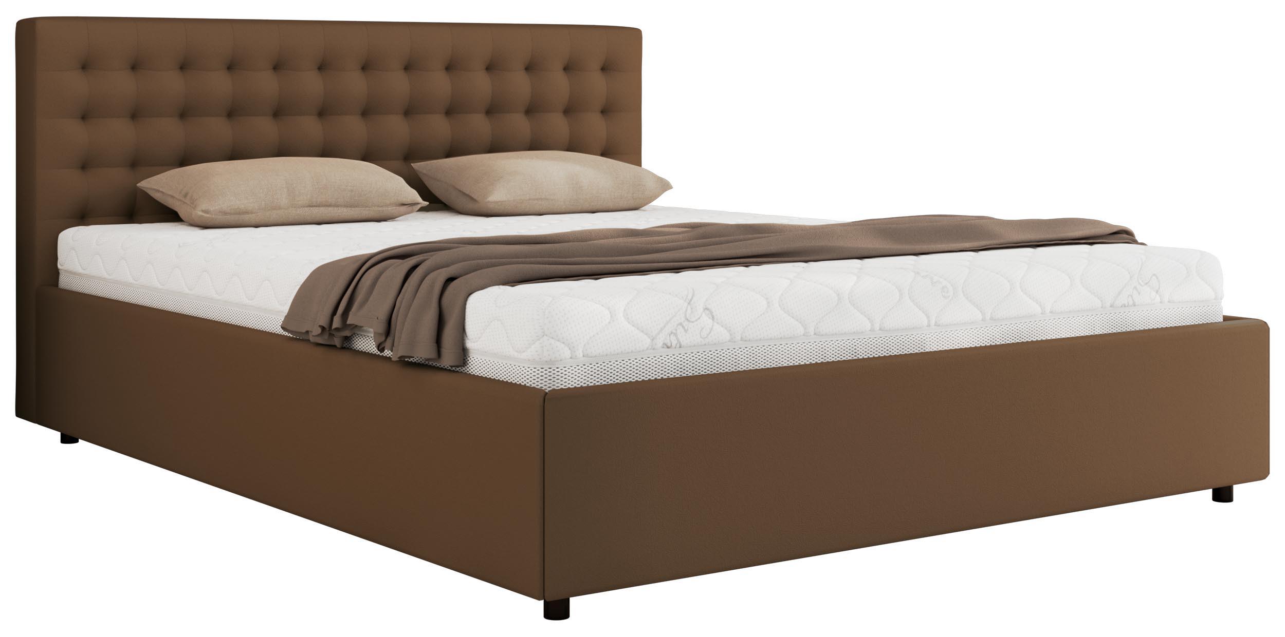 POLSTERBETT PAVO CLASSIC 140/200 - Braun Kunstleder - Multipocket-Matratze - Braun, Textil (140/200cm) - MKS