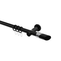 GARDINENSTANGE Platon Verano 200 cm, 1-läufig, 20 mm Ø Schwarz - Chromfarben/Schwarz, Metall (200cm) - INTERDECO