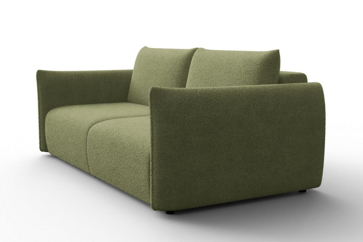 SOFA TAUER 3-Sitzer, Bouclé-Stoff grün - Schwarz/Grün, Holz/Textil (206/84/112cm) - Courtois Laville