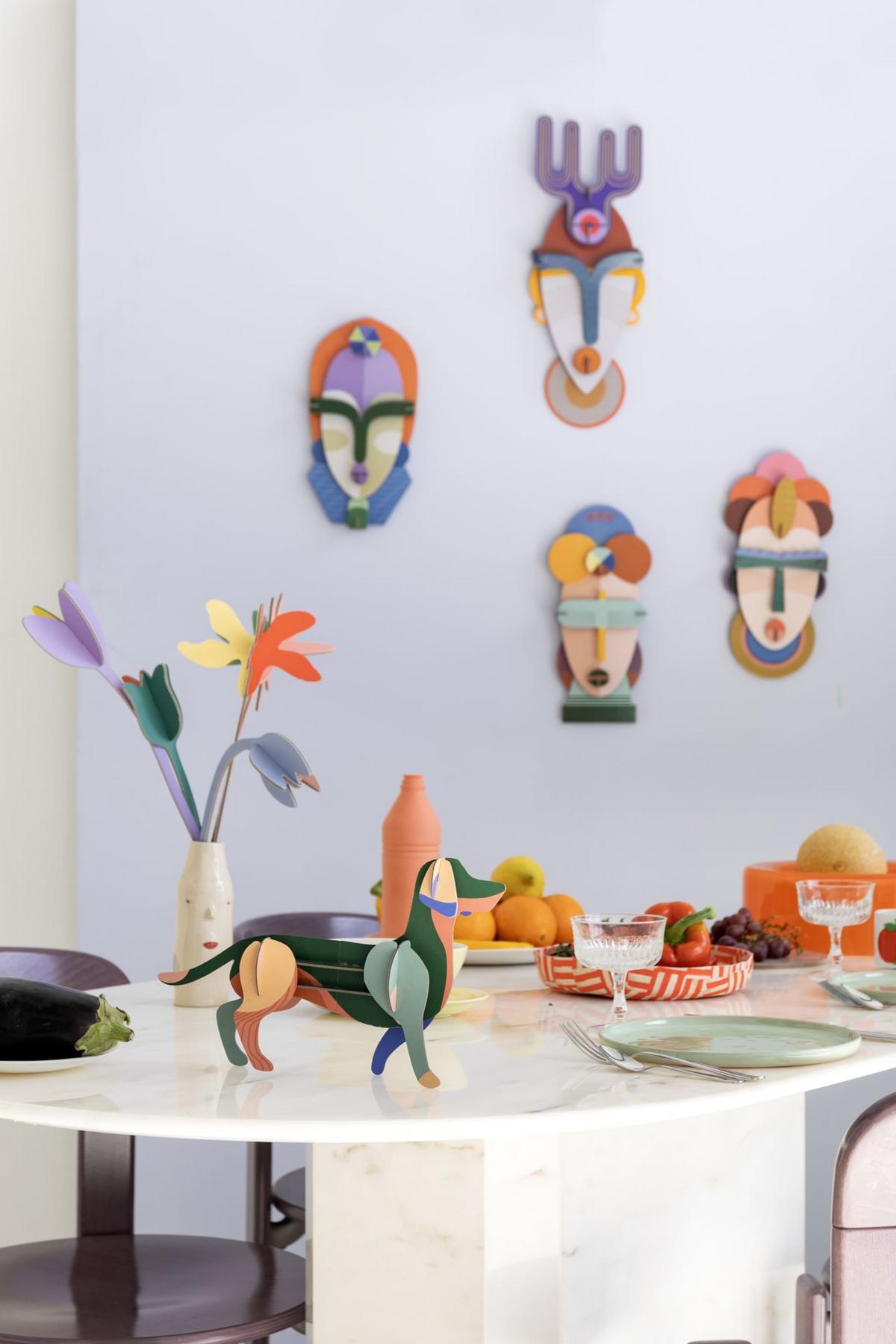 WANDSKULPTUR Bunt 6,5/22 cm - Multicolor, Wellpappe (6.5/22/22cm) - Studio Roof