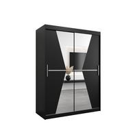 SCHWEBETÜRENSCHRANK 200/150/62 2-türig - Silberfarben/Schwarz, Holz/Kunststoff (150/200/62cm) - MÖBEL KRYSPOL