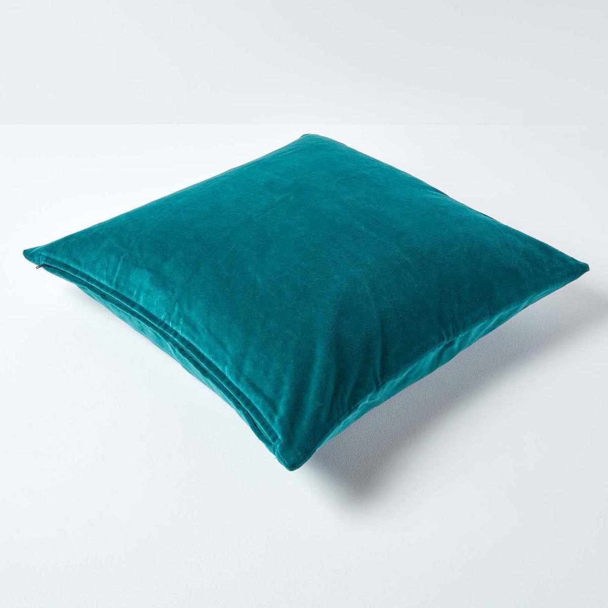KISSENHÜLLEN 2er-Set Baumwollsamt petrol 40/40 cm - Petrol, Textil (40/40cm) - Homescapes