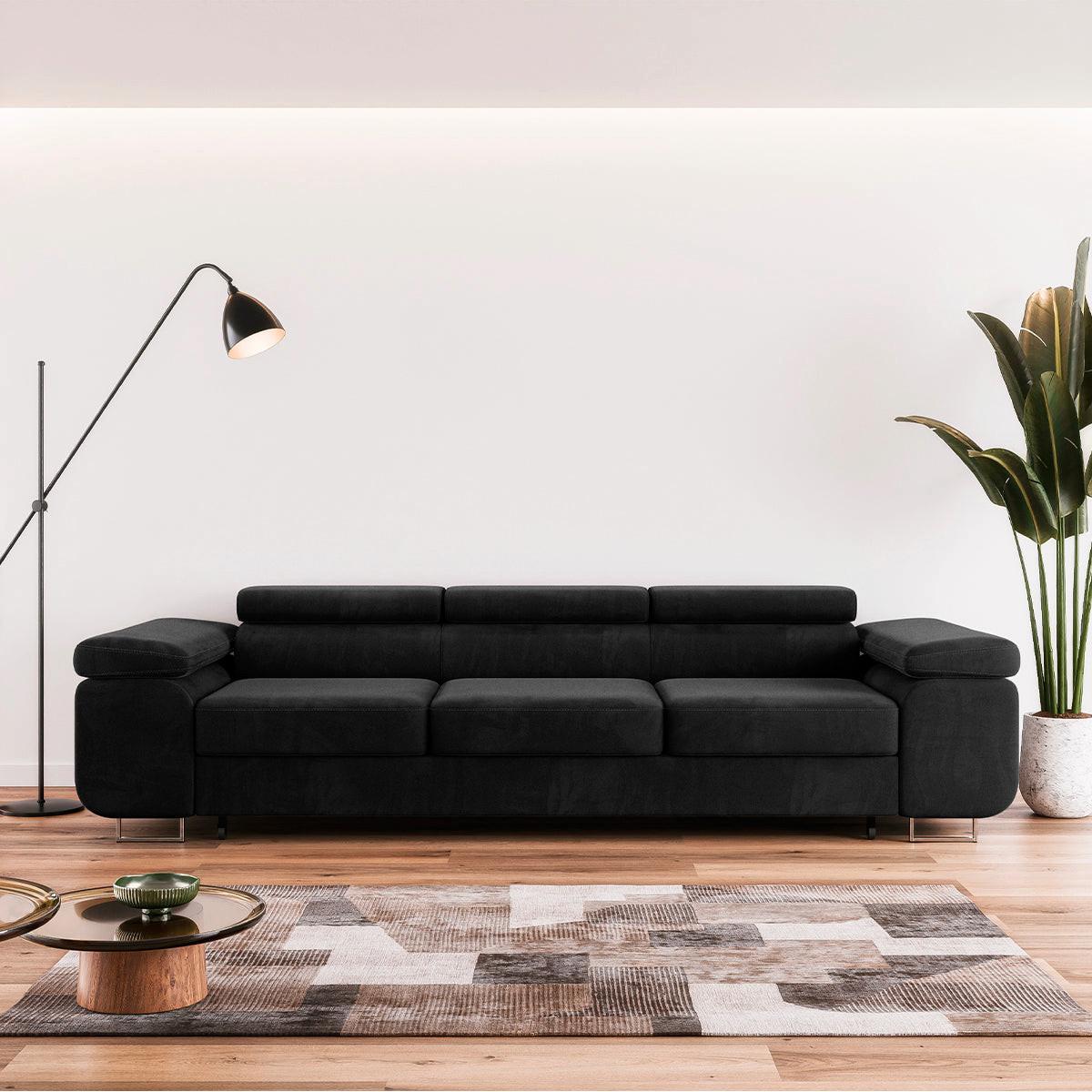 SCHLAFSOFA Lyam 3 Sitzplätze Schwarz - Schwarz, Holzwerkstoff (275/69/100cm) - Petits-meubles