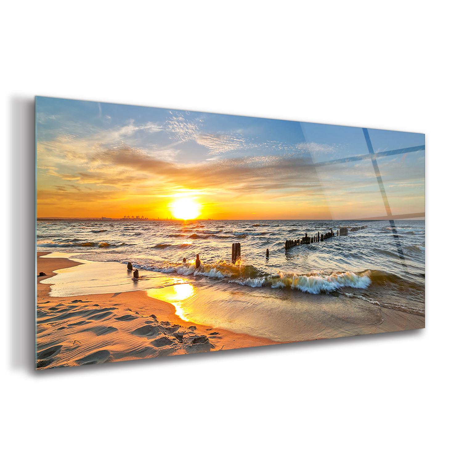 GLASBILD 140x70 cm Strand - Beige, Glas (140/70cm) - TULUP