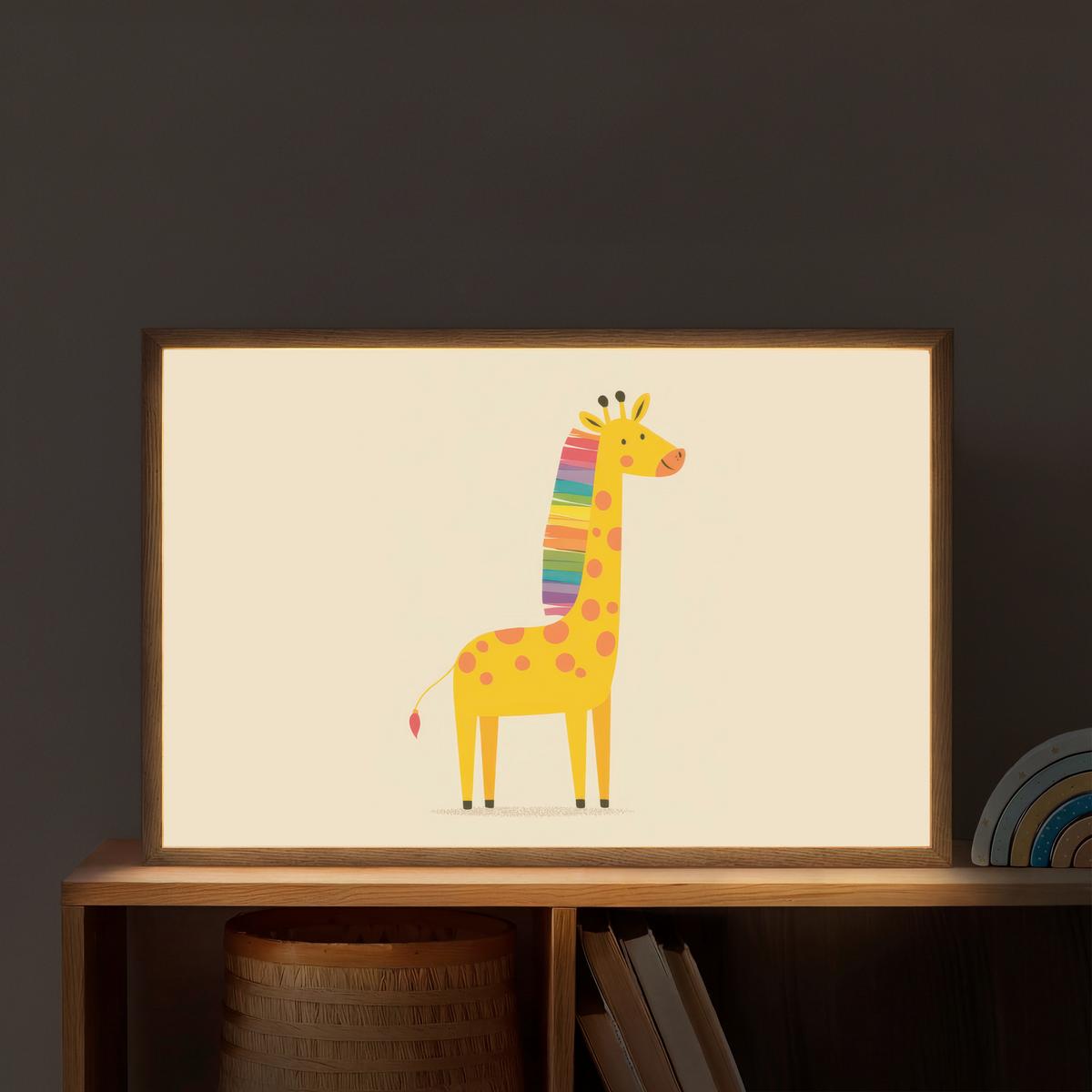 NACHTTISCHLAMPE MIT AKKU Giraffe - Regenbogenmähne - Beige 60x40 cm - Beige, Holzwerkstoff (8/60/40cm) - OnlyWow