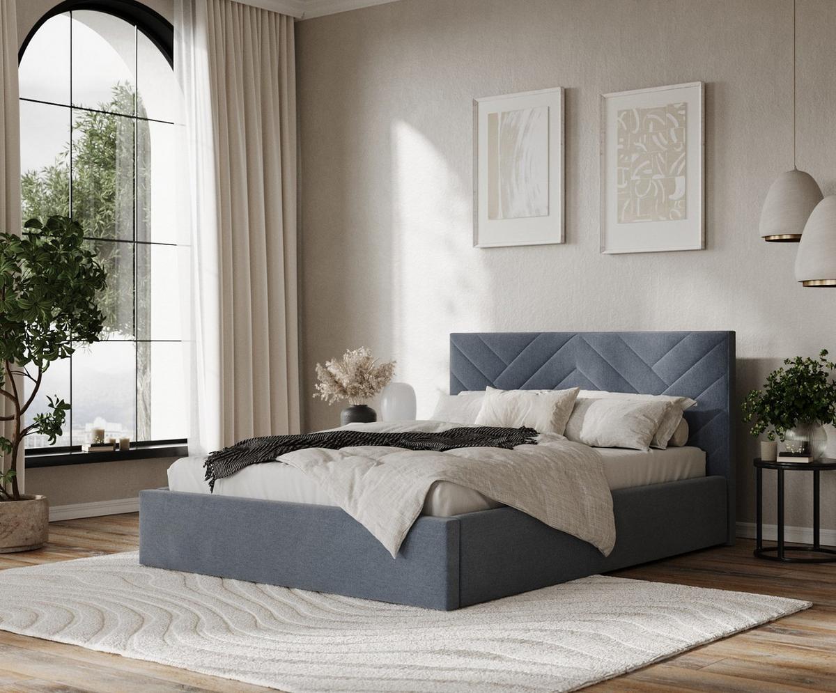 POLSTERBETT Arco 140/200 cm Blau im Asti Stoff - Blau/Schwarz, Holz/Holzwerkstoff (140/200cm) - AltaBeds