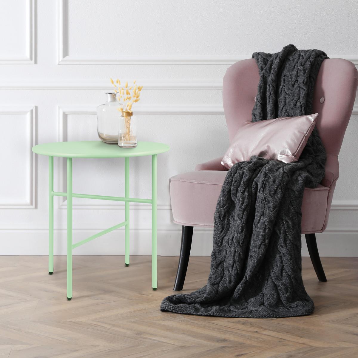 BEISTELLTISCH Finn Ø 44/46 cm Mintgrün - Mintgrün, Metall (44/44/46cm) - BoMoe