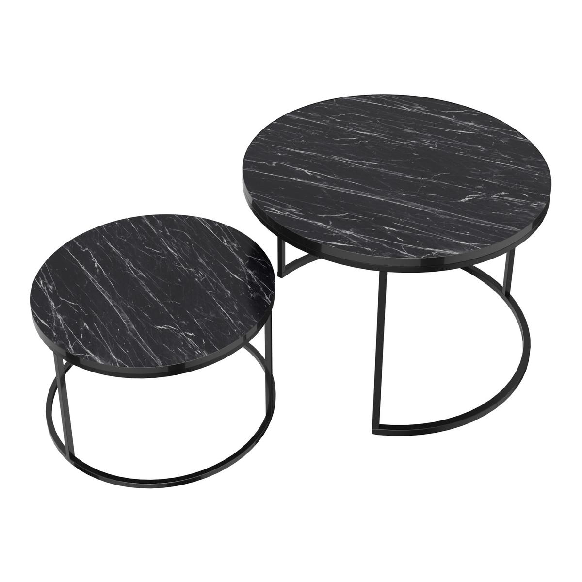 COUCHTISCH SET Skagen 2-teilig 70/70/50 - Schwarz, Holzwerkstoff (70/70/50cm) - [en.casa]