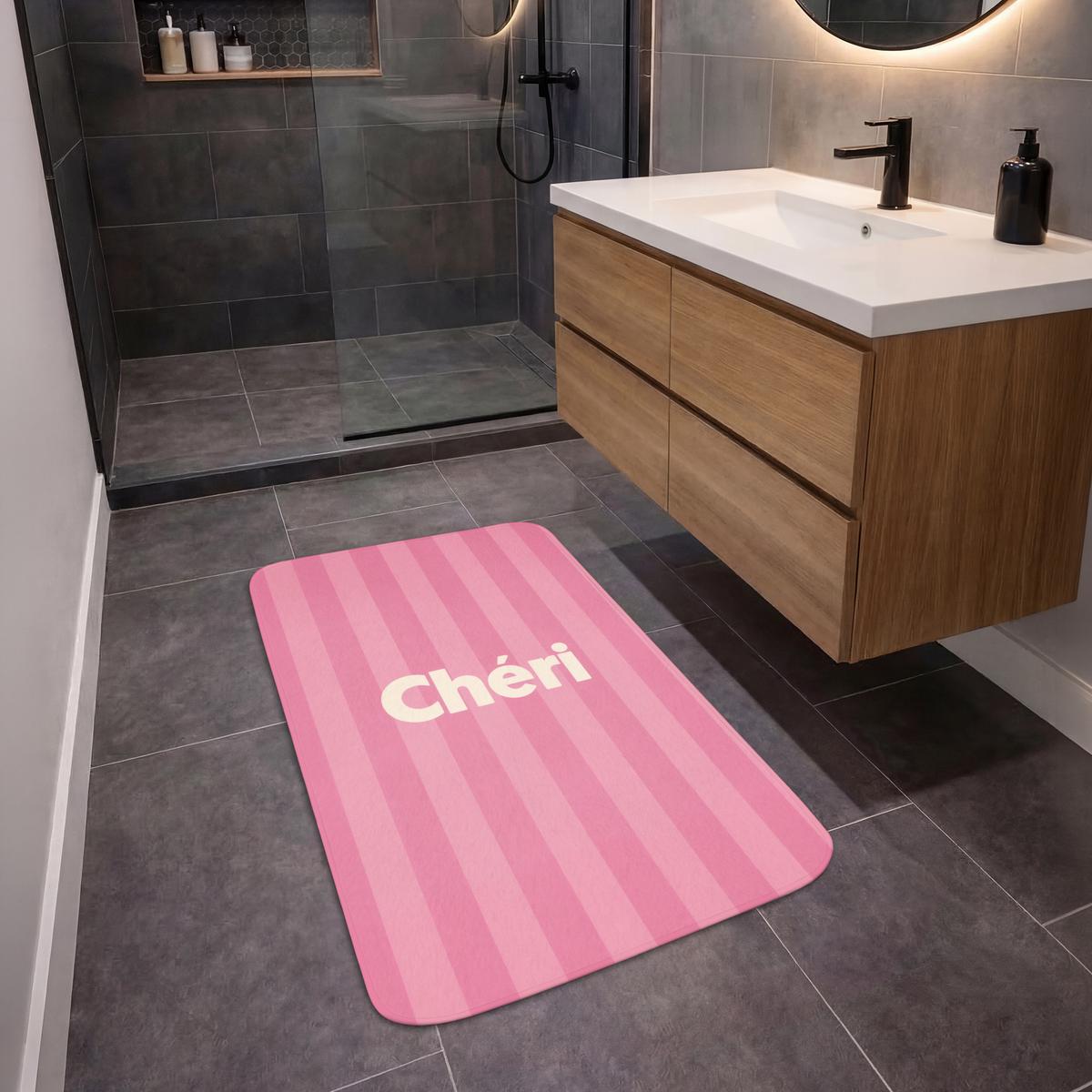 BADEMATTE Gestreift - Rosa - Chéri 60x90 cm - Pink, Textil (60/90cm) - OnlyWow