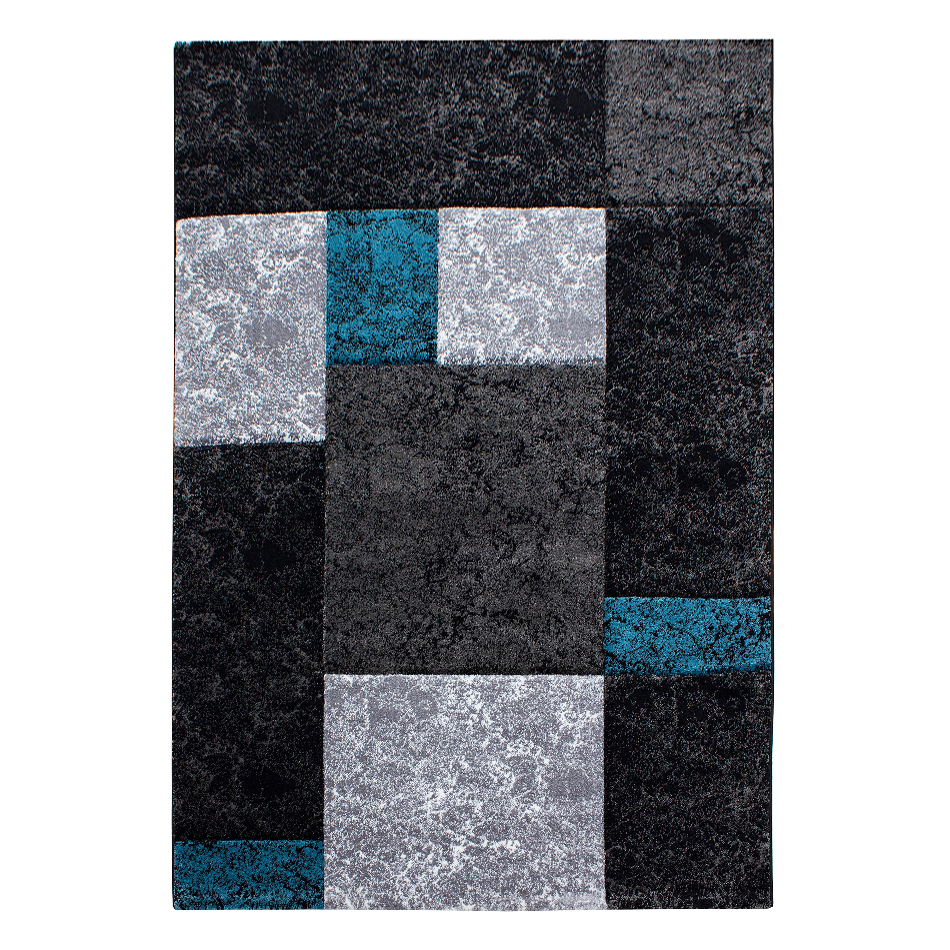 KURZFLORTEPPICH LATEMAR, kariert, Türkis, 240 x 340 cm - Blau, Textil (240/340cm) - KADIMA DESIGN