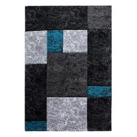 KURZFLORTEPPICH LATEMAR, kariert, Türkis, 140 x 200 cm - Blau, Textil (140/200cm) - KADIMA DESIGN