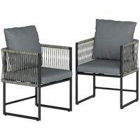 GARTENSTÜHLE 2er Set Stahl PE-Rattan Dunkelgrau - Dunkelgrau, Metall (52/66/52cm) - Outsunny