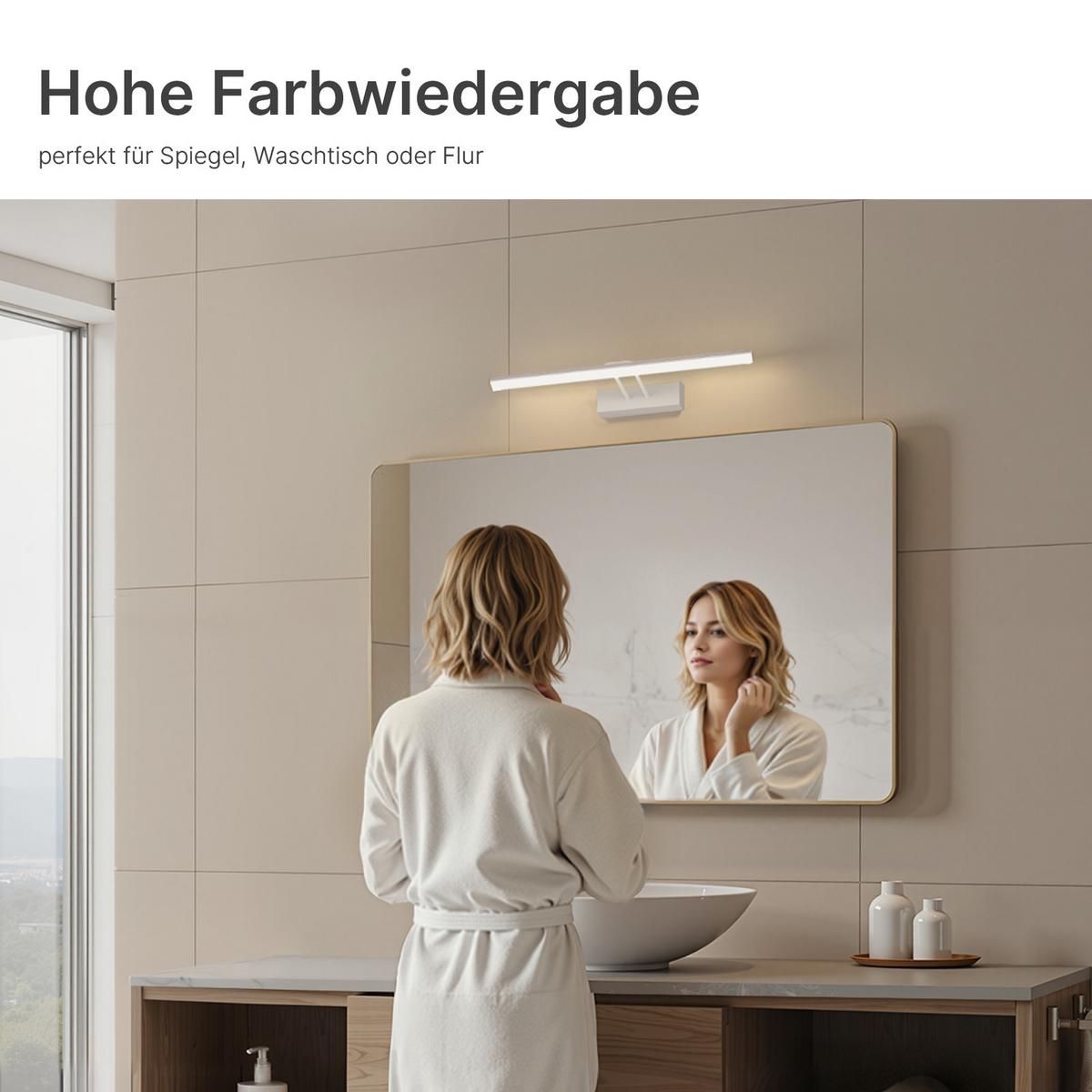 SPIEGELLEUCHTE LED Weiß 4200K Schwarz 40,4/17,1/4 cm - Weiß, Kunststoff (17/40/4cm) - EMKE