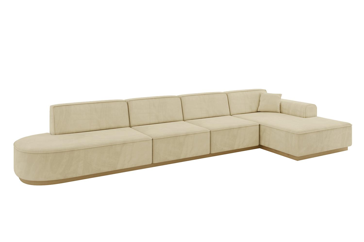 ECKSOFA Ottomane Rechts IREA-L3-v2 - 412x165x80 cm Beige - Taupe/Champagner, Holzwerkstoff/Textil (412/165cm) - ALTDECOR