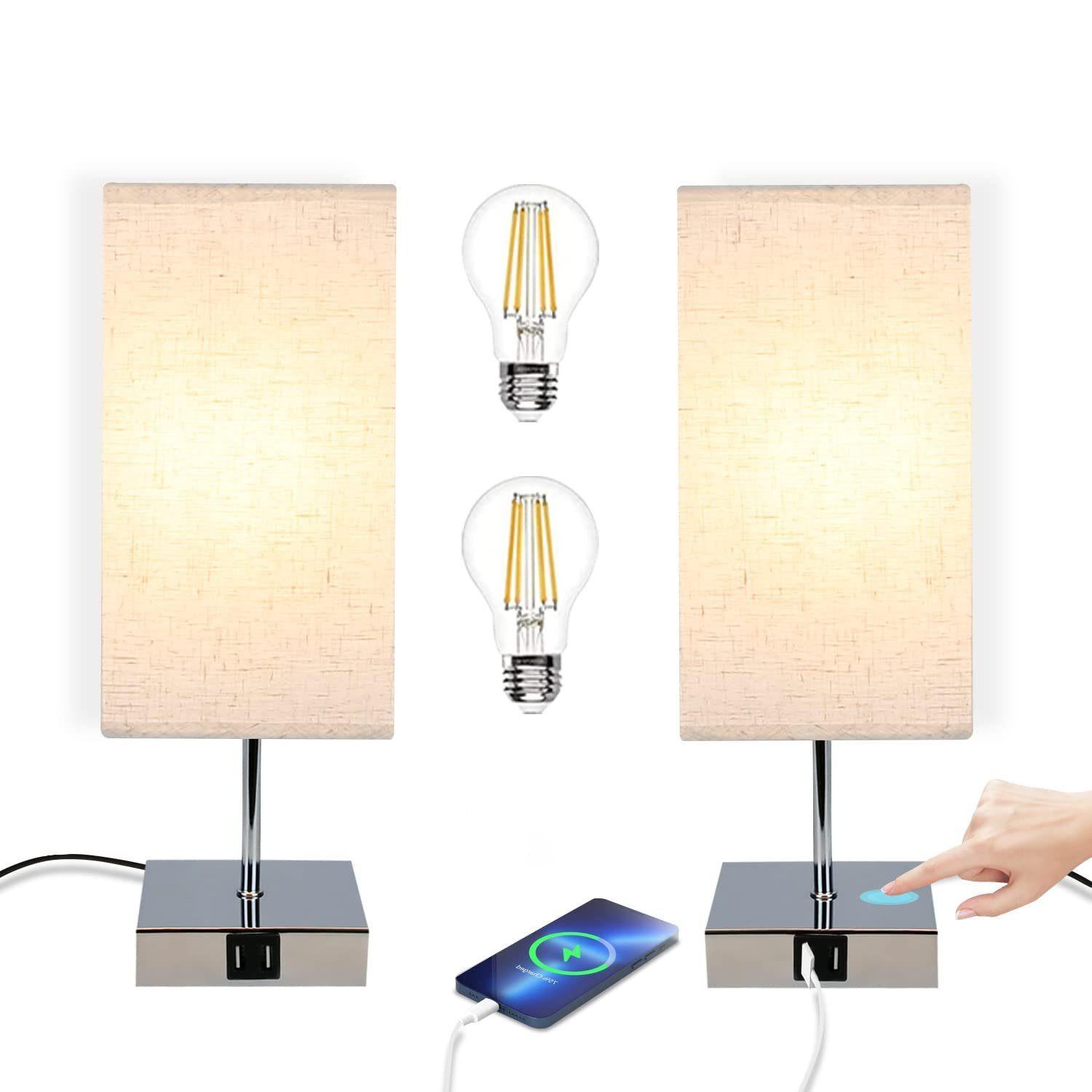 TISCHLAMPE Lila 13/13/37 cm - Silberfarben, Metall (13/13/37cm) - ZMH
