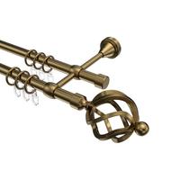 GARDINENSTANGE Primus Paolo 120 cm, 2-läufig, 16 mm Ø Messing Antik - Messingfarben/Bronzefarben, Metall (120cm) - INTERDECO