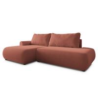 ECKSOFA NUVIRA CL L-S Koralle Samtstoff mit Schlaffunktion - Koralle, Holzwerkstoff/Textil (279/158cm) - MASSENO