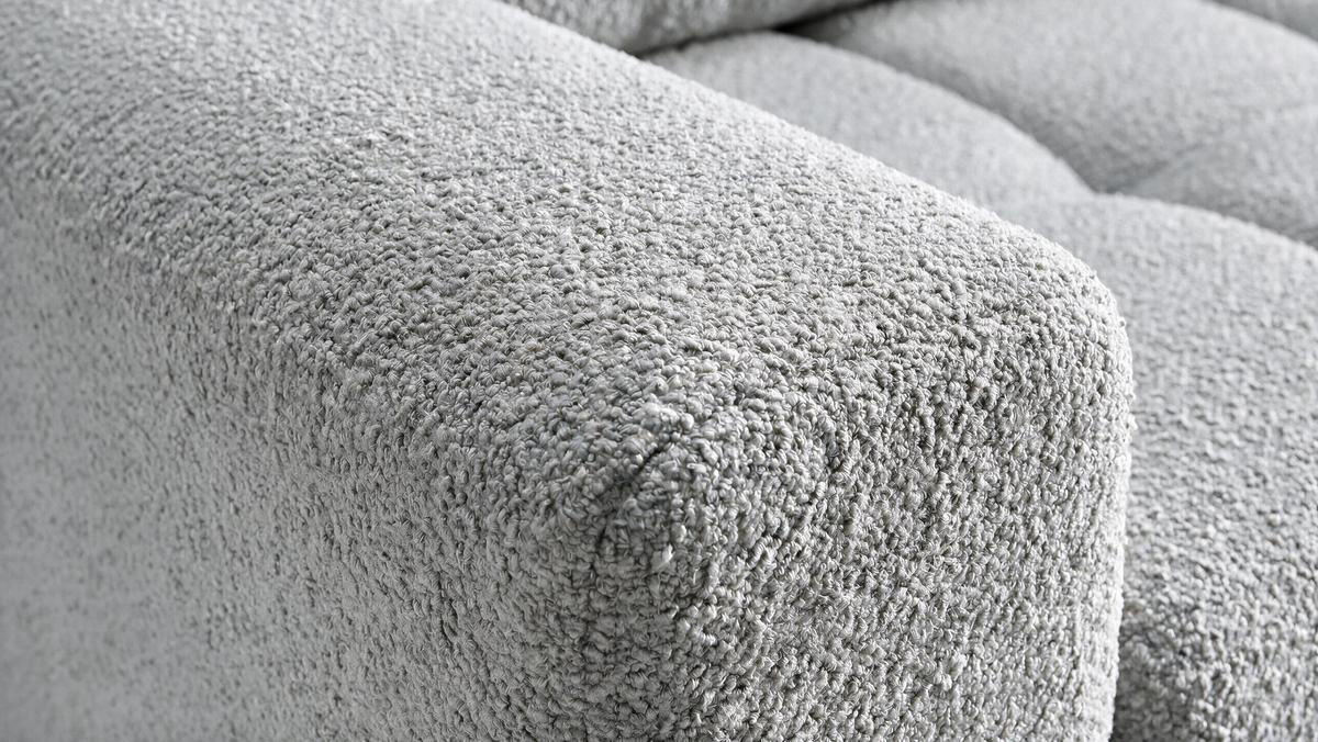 ECKSOFA Ovia mit Bettkasten und Schlaffunktion, Bouclé-Stoff in L-Form - Hellgrau, Textil (270/185cm)