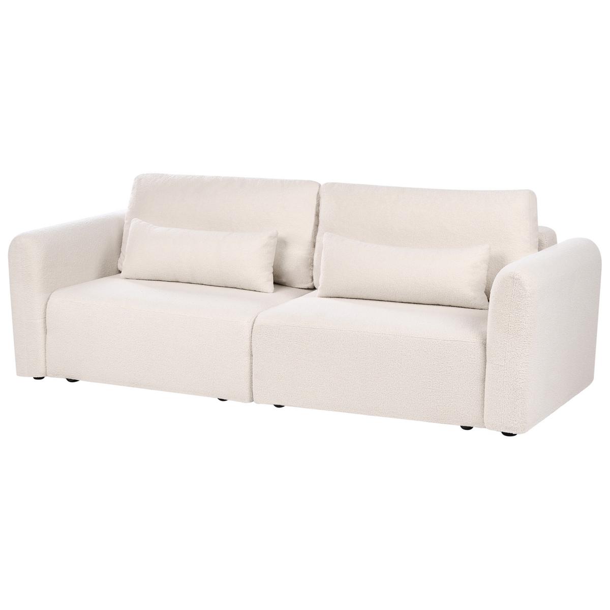 SCHLAFSOFA 3-Sitzer Bouclé Hellbeige mit Stauraum Vaxholm - Beige, Textil (232/86/87cm) - Beliani