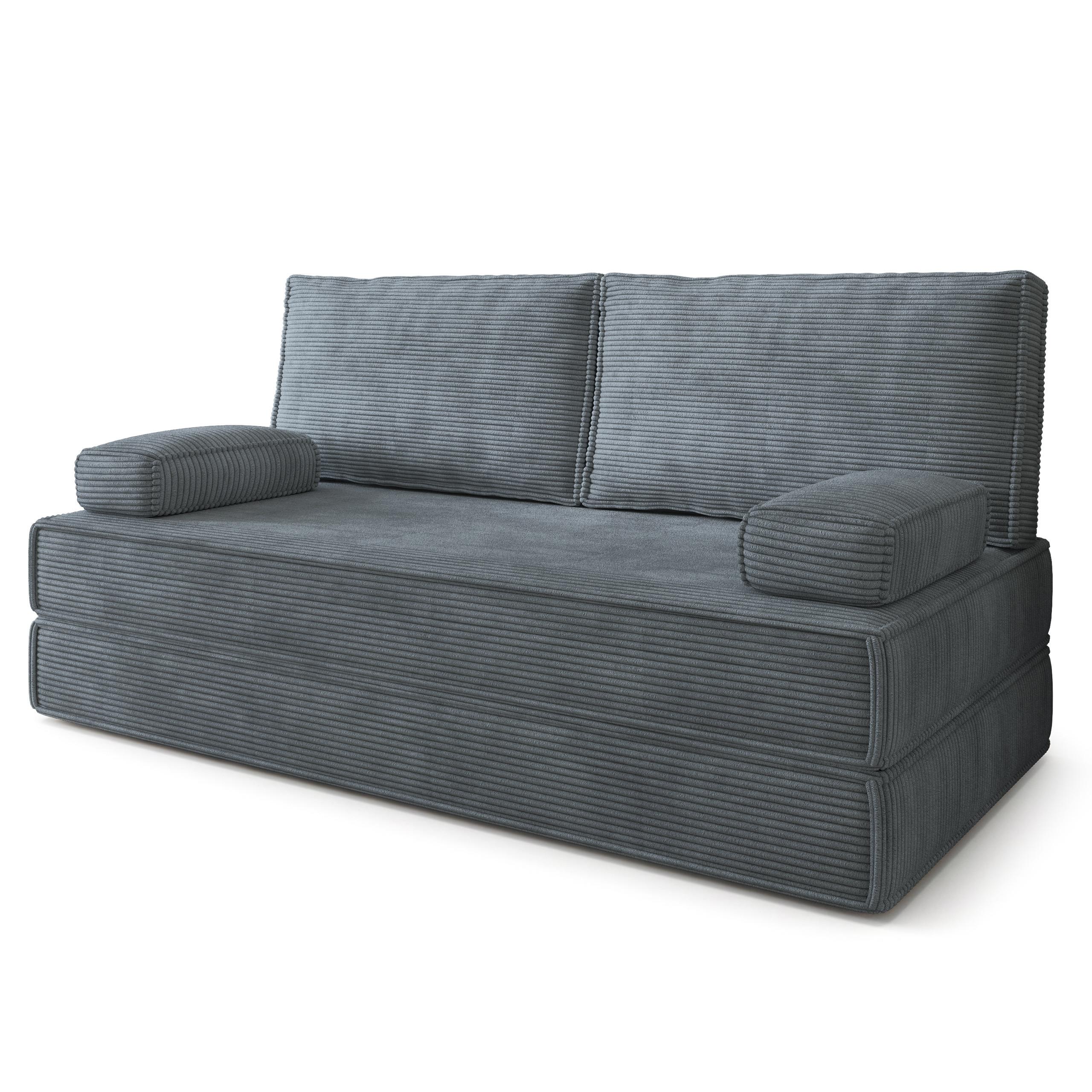 BETTSOFA SILAR aus Schaumstoff Kordstoff Grau Schlaffunktion - Grau, Textil (170/86/80cm) - MASSENO