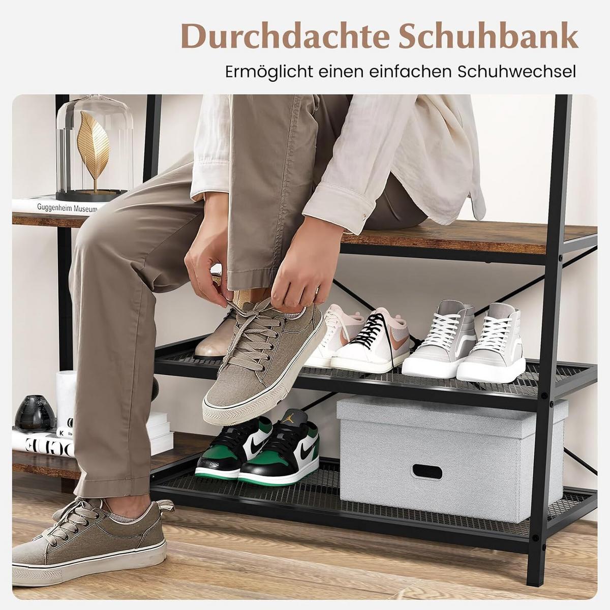 GARDEROBENSTÄNDER 180cm Schwarz - Schwarz, Holz (118/180/40cm) - COSTWAY