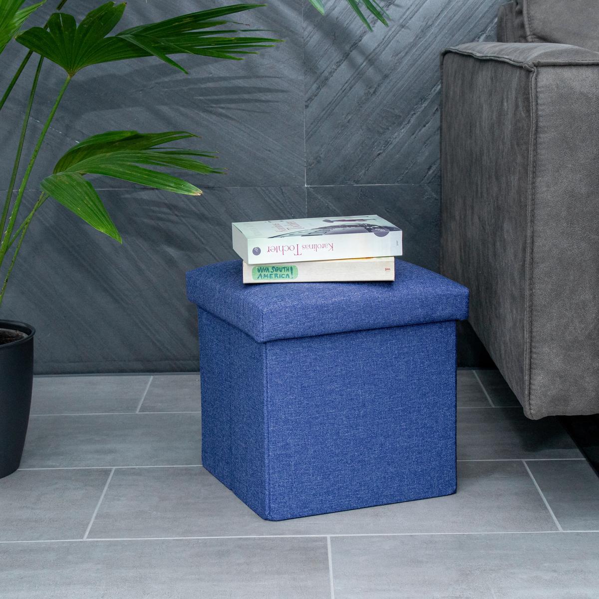 SITZHOCKER Faltbar 30/30/30 cm (Blau) - Blau, Textil (30/30/30cm) - Intirilife