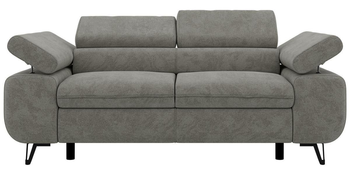 2-SITZER SOFA PETER - Grau Stukture - Graphitfarben/Schwarz, Textil/Metall (200/76/99cm) - MKS