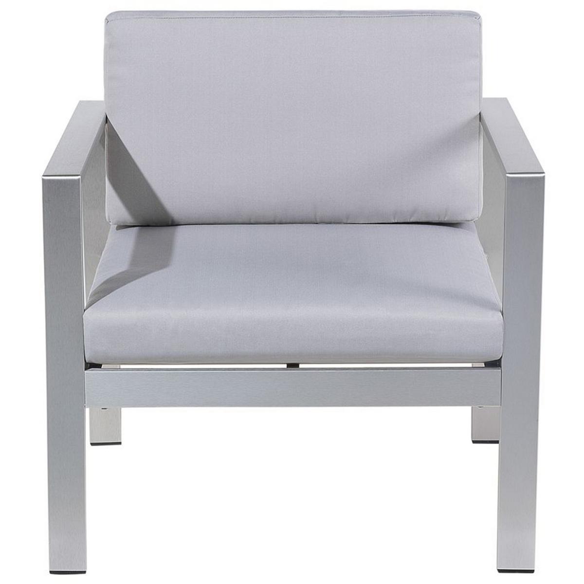 LOUNGE-SET 4-sitzer Aluminium Hellgrau Salerno - Hellgrau, Metall - Beliani