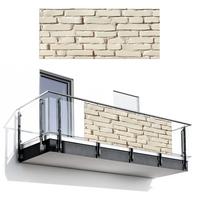 BALKON-SICHTSCHUTZ Ziegel - Wand - Licht - Weiß Balkon Deko 300x130 cm - Creme, Kunststoff (300/130cm) - MuchoWow