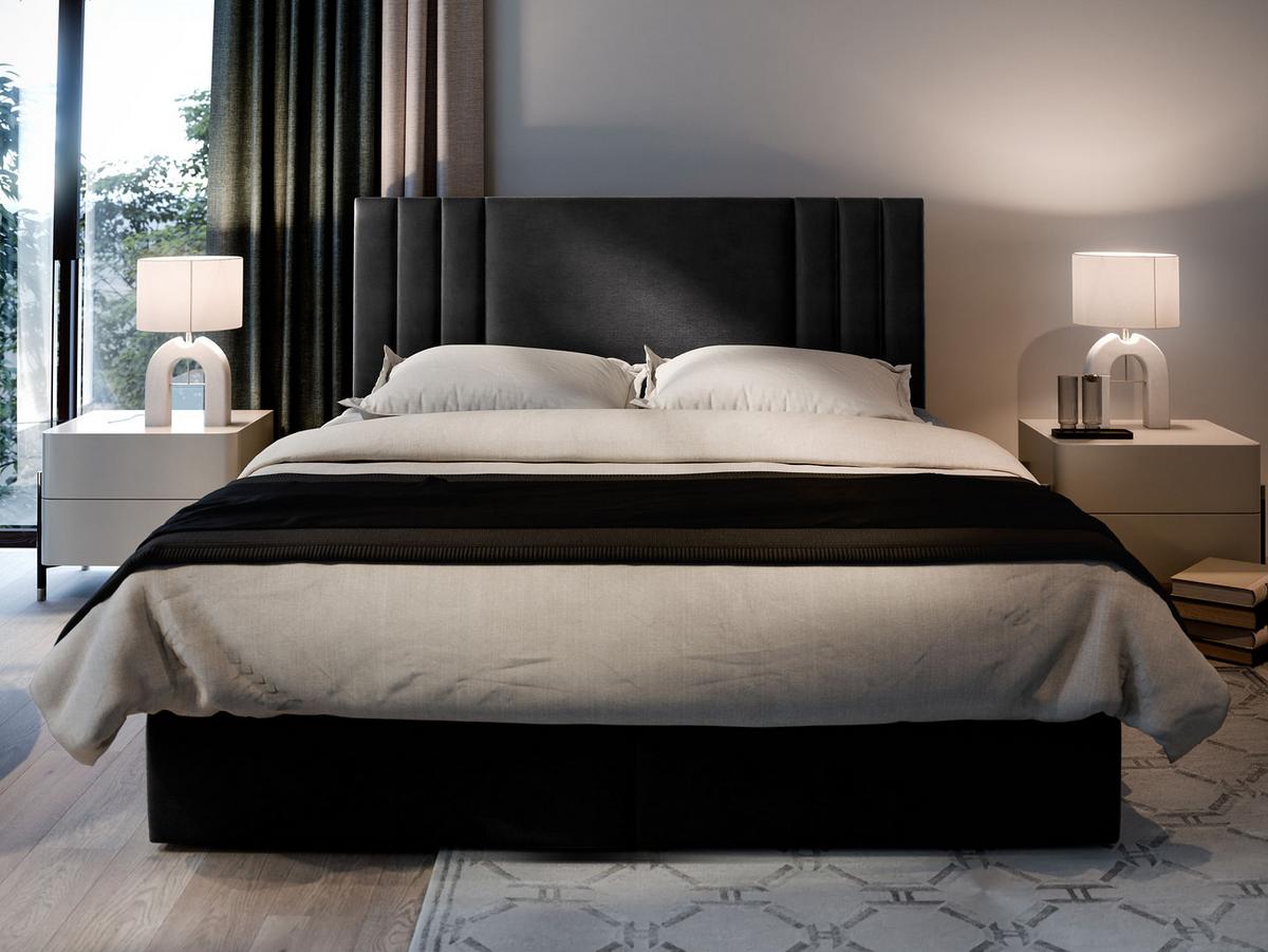 BOXBETT BRES 180x200 cm mit Matratze und Topper - Schwarz - Schwarz, Holz (180/200cm) - MASSENO