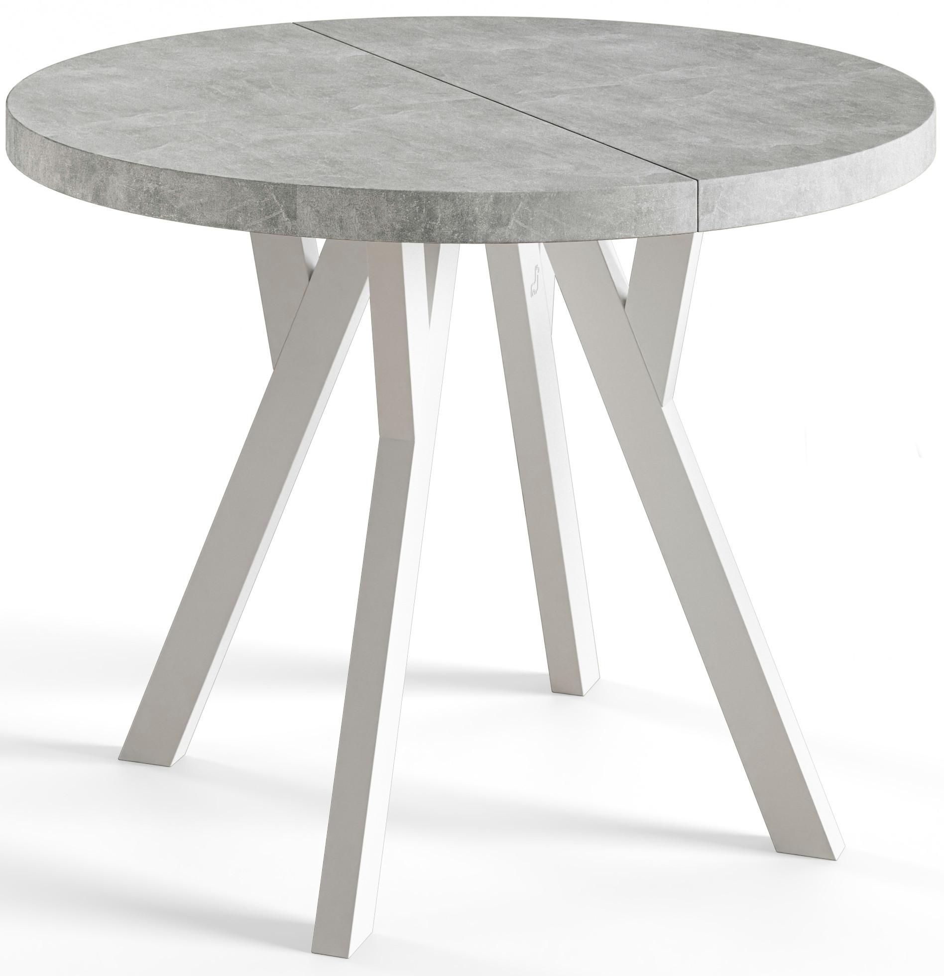 RUNDER Esstisch ausziehbar – Moderner Wohnzimmertisch und Küchentisch – Tisch mit Stabile Konstruktion, Durchmesser 120 cm - 220 cm - Farbe At - Weiß/Grau, Holzwerkstoff (120/120/77cm) - Alpi-Möbel