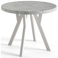 RUNDER Esstisch ausziehbar – Moderner Wohnzimmertisch und Küchentisch – Tisch mit Stabile Konstruktion, Durchmesser 100 cm - 200 cm - Farbe At - Weiß/Grau, Holzwerkstoff (100/100/77cm) - Alpi-Möbel
